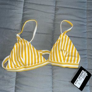 Yellow striped bikini top